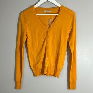 Marigold yellow V-Neck Button-Up Sweater size S NWT